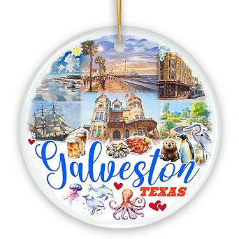 Galveston Cultural Ceramic Ornament, Texas Coastal Christmas Gift (Gift)