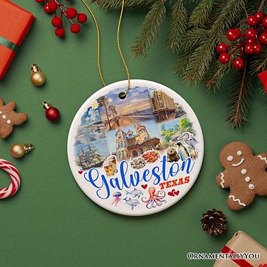 Galveston Cultural Ceramic Ornament, Texas Coastal Christmas Gift (Gift)