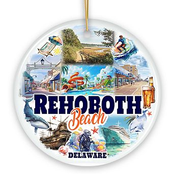 Rehoboth Beach Ceramic Ornament, Delaware Coastal Christmas Gift and Souvenir (Version 1)