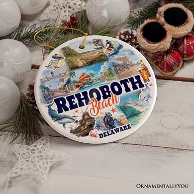 Rehoboth Beach Ceramic Ornament, Delaware Coastal Christmas Gift and Souvenir (Version 1)