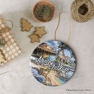 Monterey Beach Artistic Christmas Ornament, California Coastal Marine Life Decoration (Version 2)