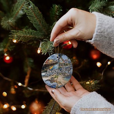 Monterey Beach Artistic Christmas Ornament, California Coastal Marine Life Decoration (Version 2)