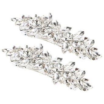 Rhinestone Hair Clips, Flower Hair Barrettes, Sparkle Accessories 3.39"x1.22"x0.75" 2 pc