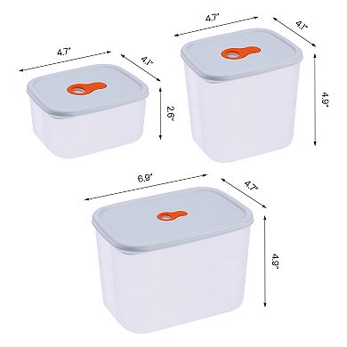 3 Pack Plastic Meal Prep Food Storage Containers with Lids, Reusable Stackable Lunch Box Square