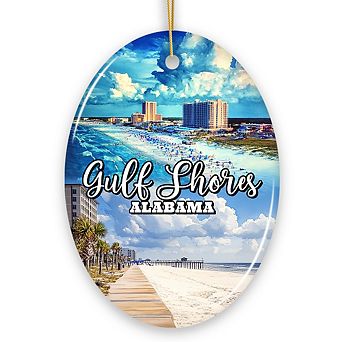 Gulf Shores Christmas Ornament, Alabama's Coastal Souvenir and Tree Decor (Circle)