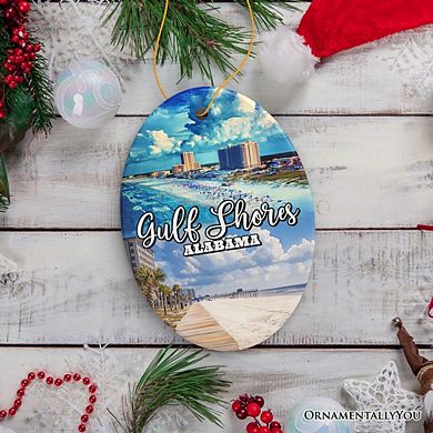 Gulf Shores Christmas Ornament, Alabama's Coastal Souvenir and Tree Decor (Circle)