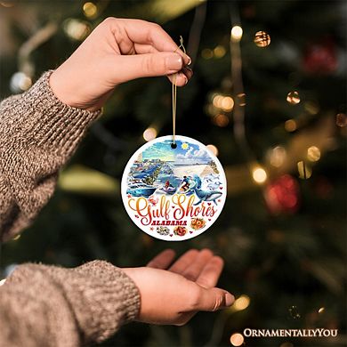 Gulf Shores Christmas Ornament, Alabama's Coastal Souvenir and Tree Decor (Circle)