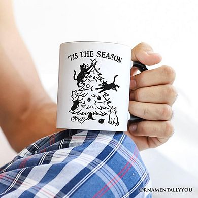 Christmas Tree Killer Cats Mug, Tis the Season Funny Holiday Gift