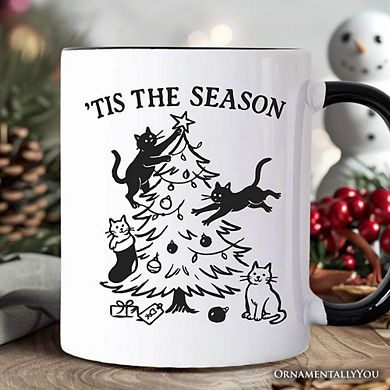 Christmas Tree Killer Cats Mug, Tis the Season Funny Holiday Gift