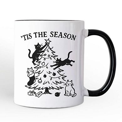 Christmas Tree Killer Cats Mug, Tis the Season Funny Holiday Gift