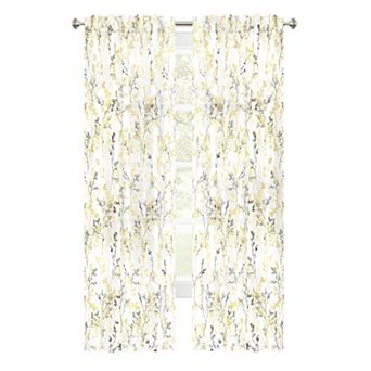 Kate Aurora 2 pc Shabby Chic Cherry Blossom Designed Airy Sheer Rod Pocket and Back Tab Panels