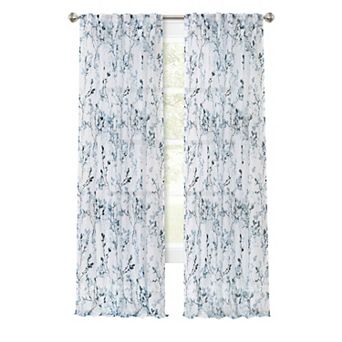 Kate Aurora 2 pc Shabby Chic Cherry Blossom Designed Airy Sheer Rod Pocket and Back Tab Panels