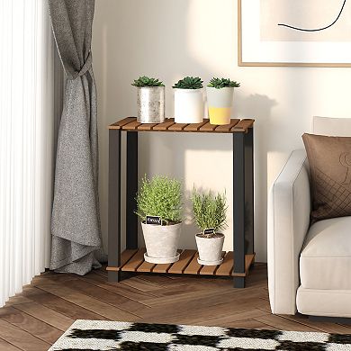 Furinno 17.7" x 11.8" x 19.7" 2-Tier Patio Display Shelf Plant Stand