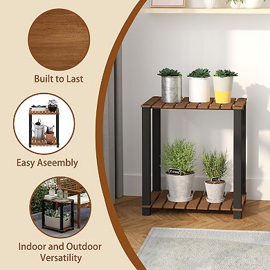 Furinno 17.7" x 11.8" x 19.7" 2-Tier Patio Display Shelf Plant Stand