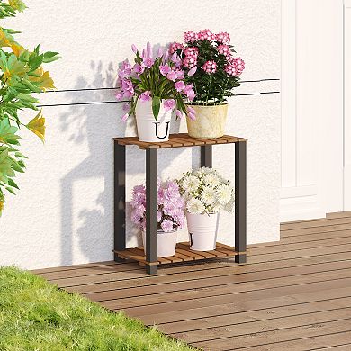 Furinno 17.7" x 11.8" x 19.7" 2-Tier Patio Display Shelf Plant Stand