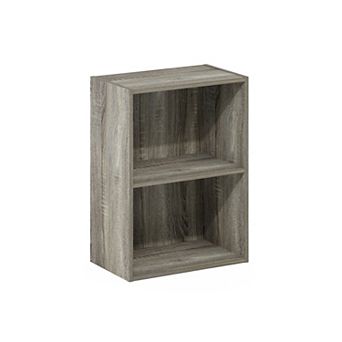 Furinno 9" x 16" x 21" Storage Shelf 2 tier Cube Bookcase, Gray