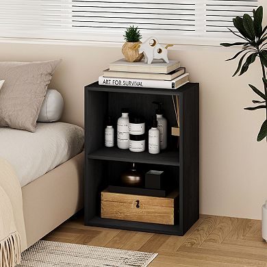 Furinno 9" x 16" x 21" Storage Shelf 2 Tier Cube Bookcase, Black