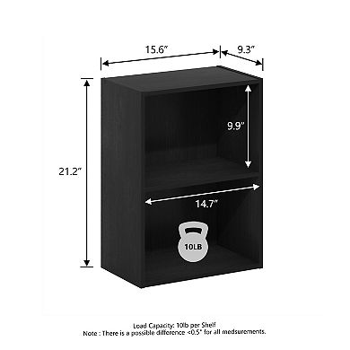 Furinno 9" x 16" x 21" Storage Shelf 2 Tier Cube Bookcase, Black