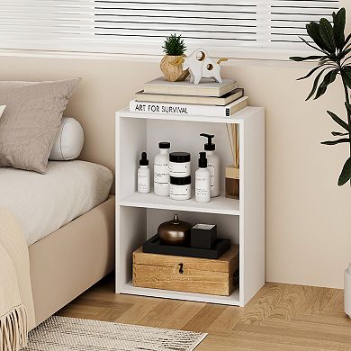Furinno 9" x 16" x 21" Storage Shelf 2 Tier Cube Bookcase, White