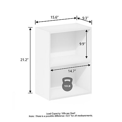 Furinno 9" x 16" x 21" Storage Shelf 2 Tier Cube Bookcase, White