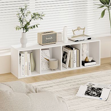 Furinno 9" x 12" x 42" Storage Shelf 4 Tier Cube Bookcase, White