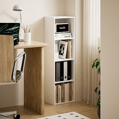 Furinno 9" x 12" x 42" Storage Shelf 4 Tier Cube Bookcase, White