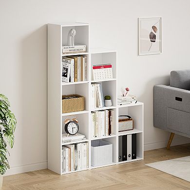Furinno 9" x 12" x 42" Storage Shelf 4 Tier Cube Bookcase, White
