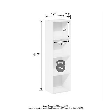 Furinno 9" x 12" x 42" Storage Shelf 4 Tier Cube Bookcase, White