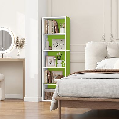 Furinno 5-Tier 52" Engineered Wood Bookcase, Storage Bookshelf for Study Office