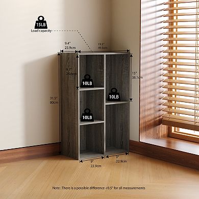 Furinno 5-Cube 31.5" Wooden Reversible Open Bookcase for Office, Living Room