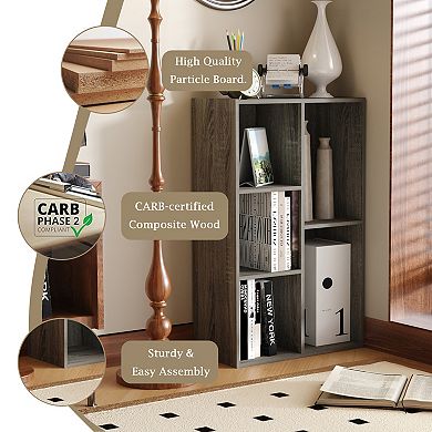 Furinno 5-Cube 31.5" Wooden Reversible Open Bookcase for Office, Living Room
