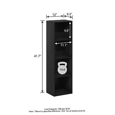 Furinno 9" x 12" x 42" Storage Shelf 4 Tier Cube Bookcase, Black
