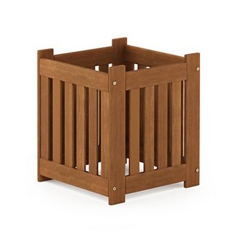 Furinno Outdoor Planter Stand Flower Box, Meranti Hardwood, Teak-Oil Finished