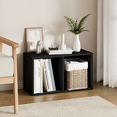 Furinno 9" x 12" x 21" Storage Shelf 2 Tier Cube Bookcase, Black