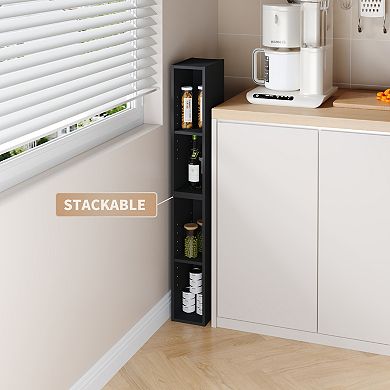 Furinno 9" x 6" x 21" Space-saving Storage Shelf 2 Tier Bookcase, Black