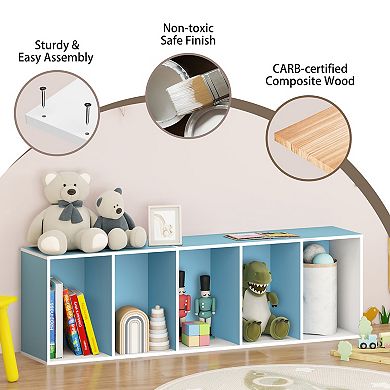 Furinno 5-Tier 52" Engineered Wood Bookcase, Storage Bookshelf for Study Office