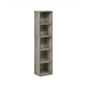Furinno 9" x 12" x 52" Storage Shelf 5 tier Cube Bookcase, Gray