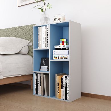 Furinno 5-Cube 31.5" Wooden Reversible Open Bookcase for Office, Living Room