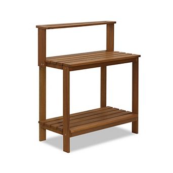 Furinno Outdoor Potting Bench Planter Stand Flower Shelf, Meranti Hardwood Workstation