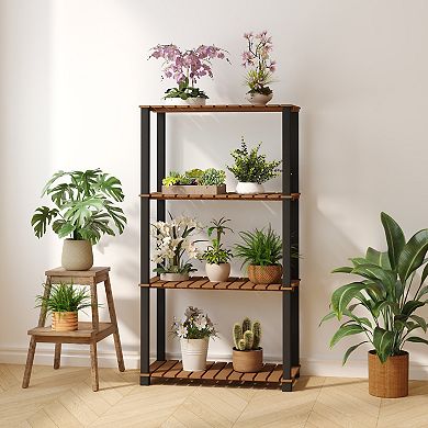 Furinno 23.6" x 11.8" x 43.3" 4-Tier Patio Display Shelf Plant Stand