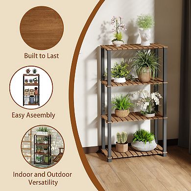 Furinno 23.6" x 11.8" x 43.3" 4-Tier Patio Display Shelf Plant Stand