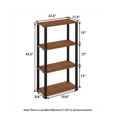 Furinno 23.6" x 11.8" x 43.3" 4-Tier Patio Display Shelf Plant Stand