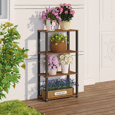Furinno 23.6" x 11.8" x 43.3" 4-Tier Patio Display Shelf Plant Stand