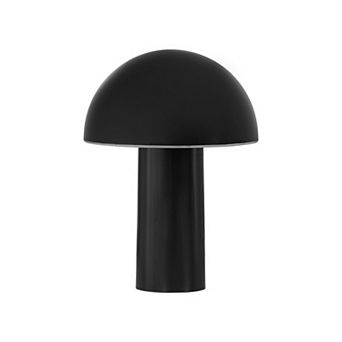 Celia 10" Mushroom Portable LED Black Table Lamp, 3-Way Dimming and Rechargeable