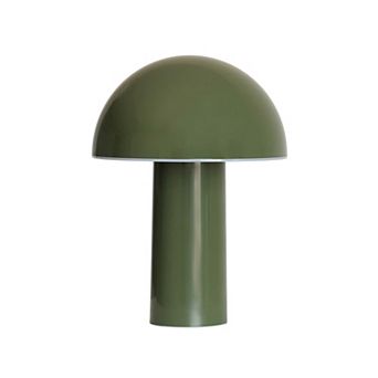 Celia 10" Mushroom Portable LED Olive Green Table Lamp, 3-Way Dimming and Rechargeable