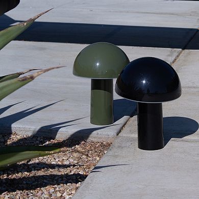 Celia 10" Mushroom Portable LED Olive Green Table Lamp, 3-Way Dimming and Rechargeable