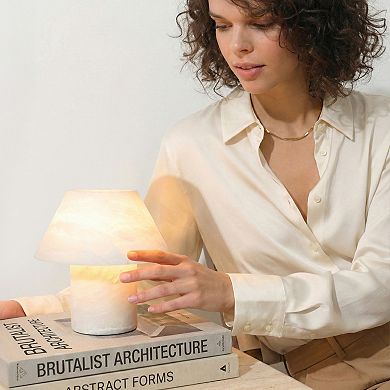 Alora 7" LED Alabaster White Natural Stone Desk Lamp