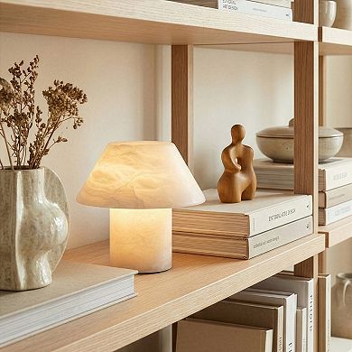 Alora 7" LED Alabaster White Natural Stone Desk Lamp