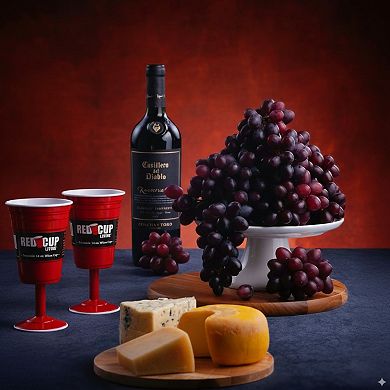 Reusable Red Plastic Wine Glass with Stem, 14oz Durable Drinking Glass for Parties