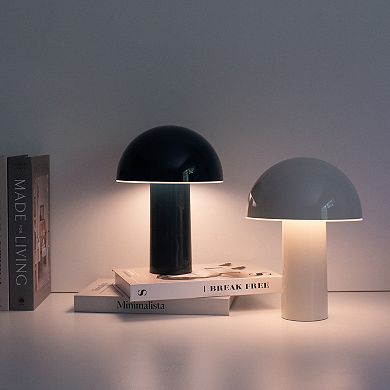 Celia 10" Mushroom Portable LED Teal Table Lamp, 3-Way Dimming and Rechargeable